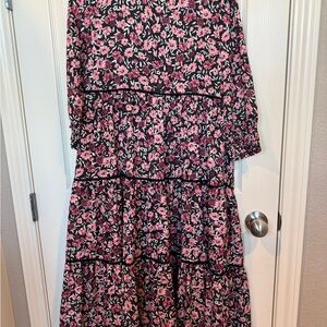 Nom Maternity Floral Midi Dress - Pink and Black